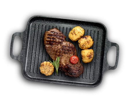 פלטת גריל רטרו מלבנית עם פסים BLACK MARBLE פלטת גריל רטרו מלבנית עם פסים BLACK MARBLE