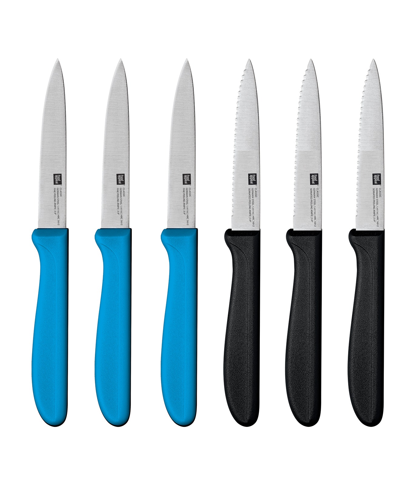 מארז 6 סכיני ירקות שחורכחול CLASSIC מבית Food appeal
