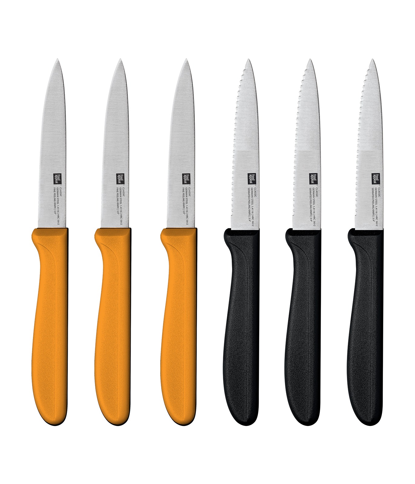 מארז 6 סכיני ירקות שחורכתום CLASSIC