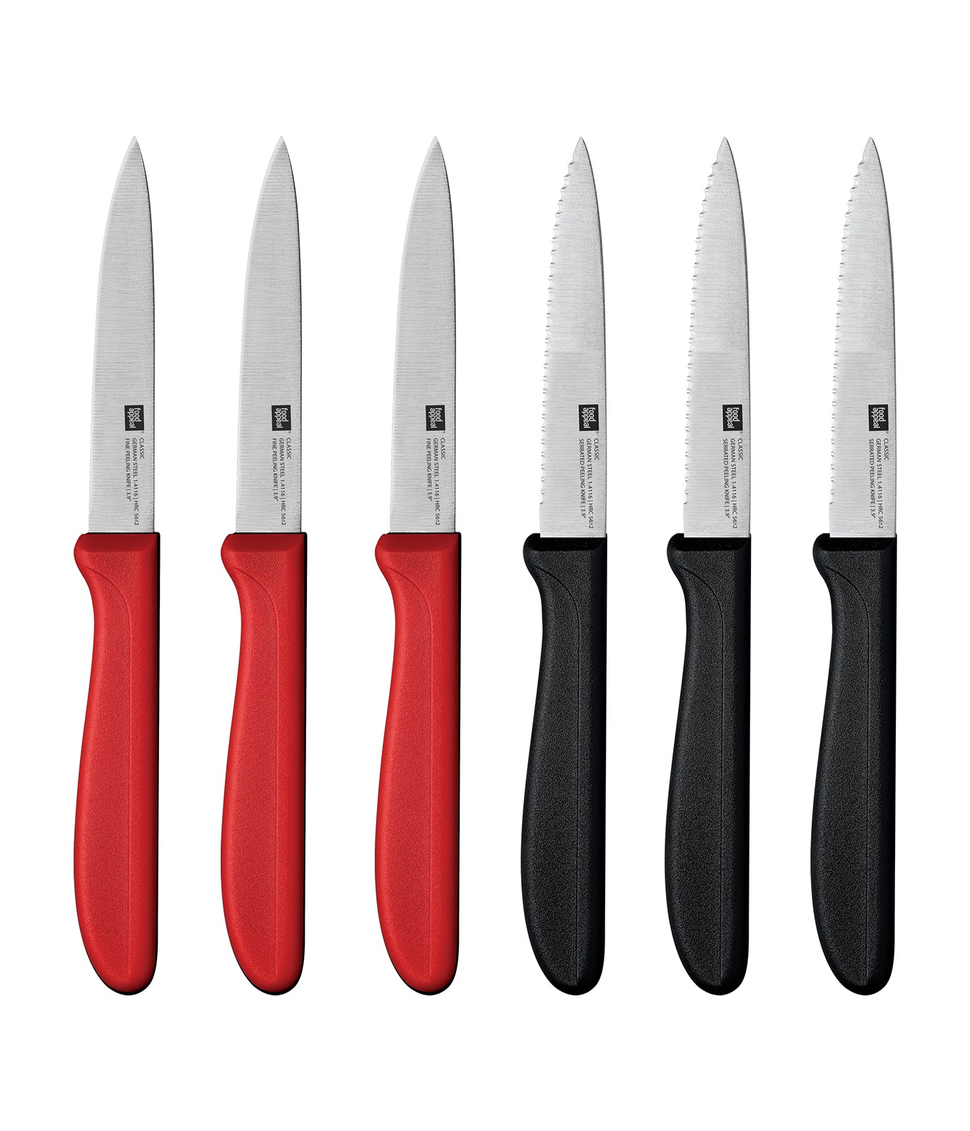 מארז 6 סכיני ירקות שחוראדום CLASSIC