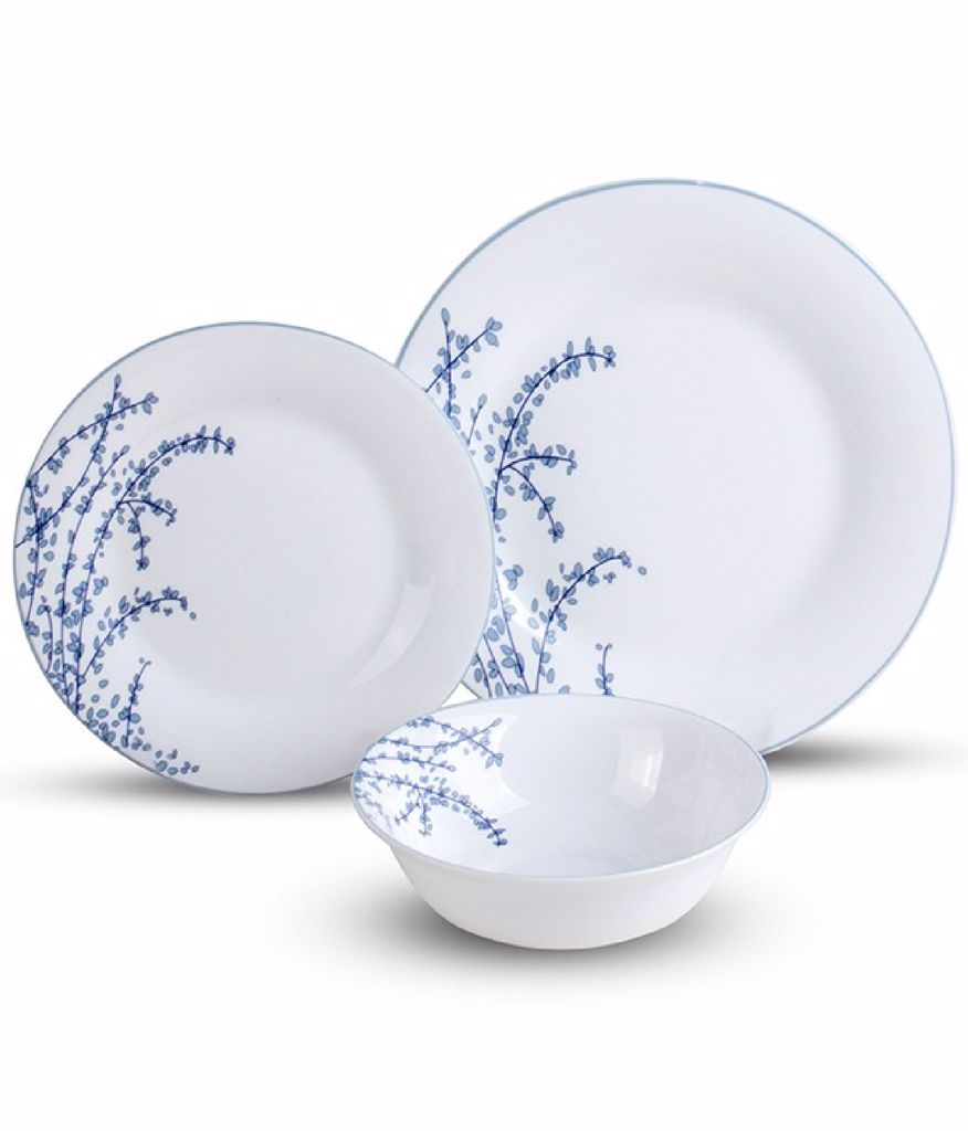 סט אוכל מעוטר מזכוכית אנטי צ'יפ 18 חלקים BLUE JARDIN