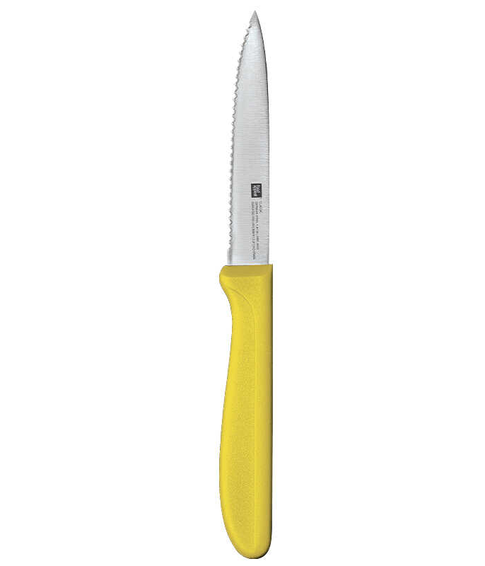 סכין ירקות משונן שפיץ צבע צהוב להב 10 ס”מ CLASSIC