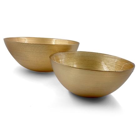 סט 2 קערות הגשה זכוכית זהב 21 ס''מ+28 ס''מ GOLD IRIS
