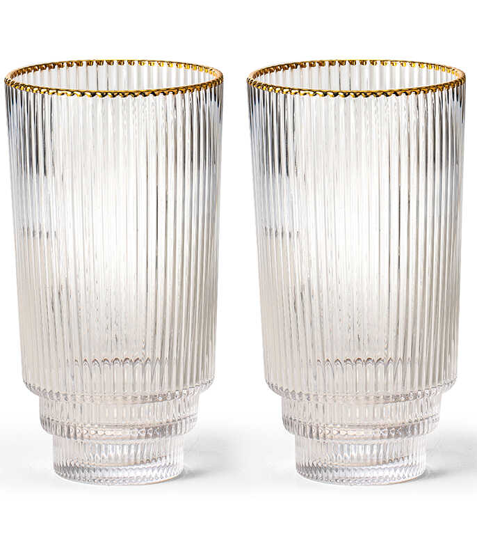 סט 6 כוסות לשתייה קרה מהודרות 435 מ"ל שוליים זהב CYARA סט 6 כוסות לשתייה קרה מהודרות 435 מ"ל שוליים זהב CYARA