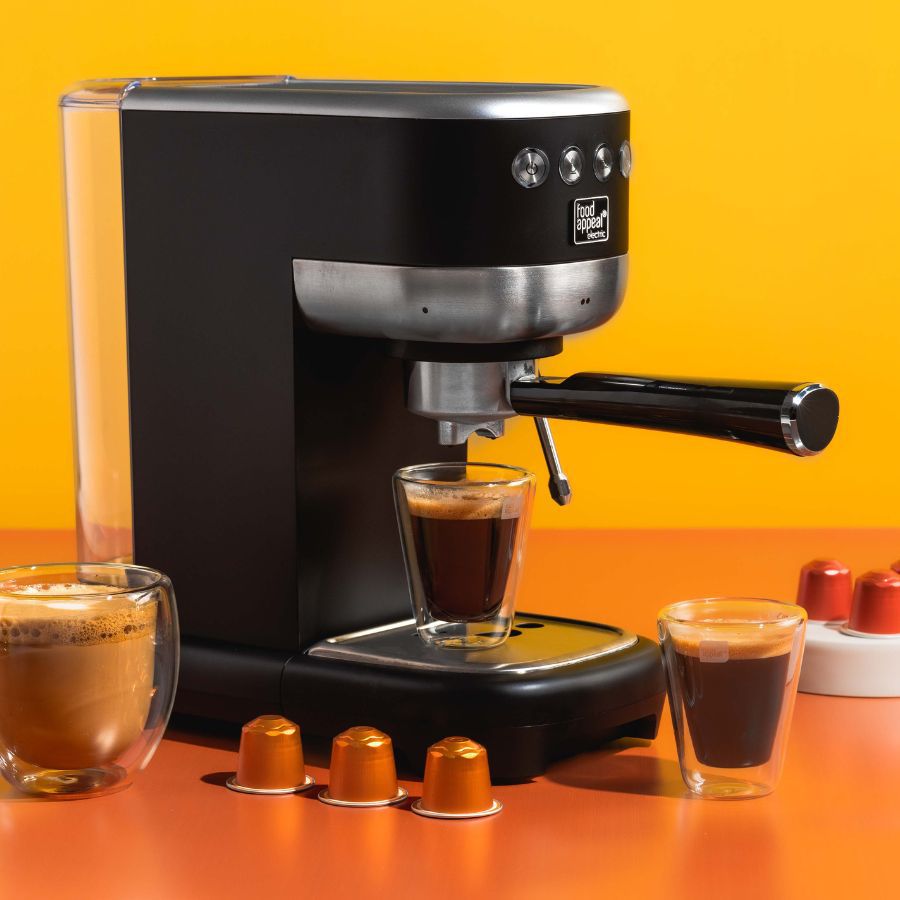 מכונת קפה אספרסו תואמת קפסולות Nespresso וקפה טחון מבית Food appeal