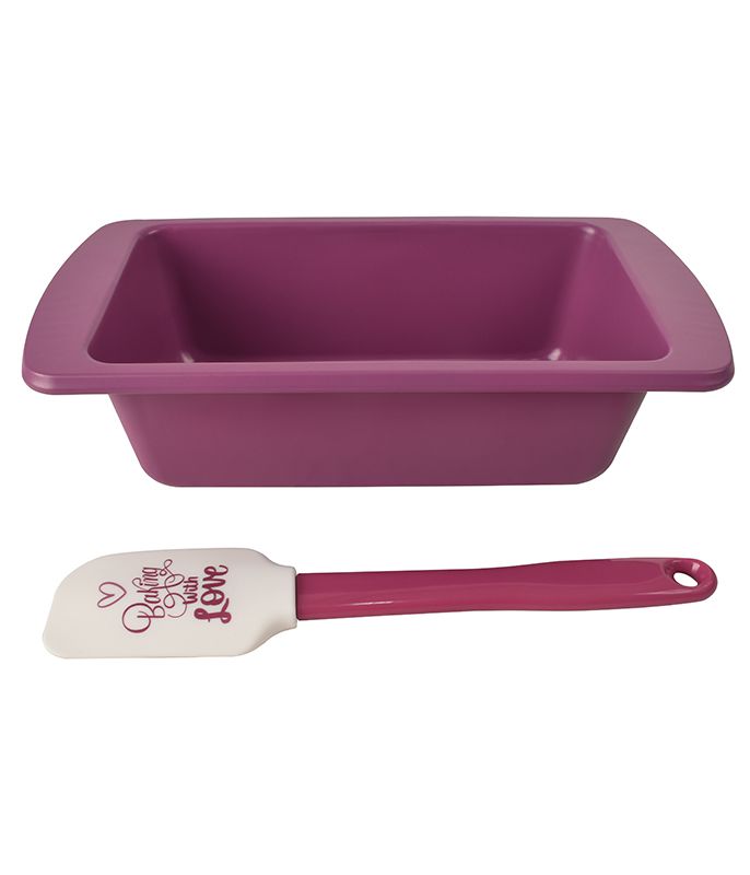 מארז אפייה - תבנית אינגליש קייק 30x15x7.7 ס"מ + לקקן Baking with Love ורוד מארז אפייה - תבנית אינגליש קייק 30x15x7.7 ס"מ + לקקן Baking with Love ורוד